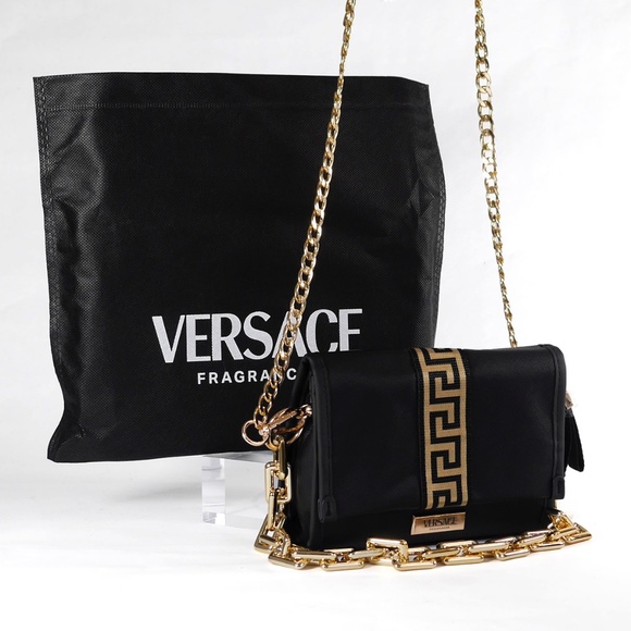 VERSACE Crossbody Clutch Bag Limited Edition NEW Black Gold - Picture 8 of 8